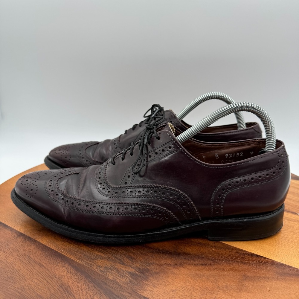 Allen Edmonds Lloyd Shoes Mens 9 B Brown Leather Wingtip Oxford Dress Casual - Picture 4 of 11